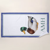 Preppy Mallard Duck Monogram Strandtuch (Vorderseite)