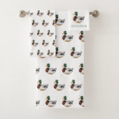Preppy Mallard Duck Personalisiert Badhandtuch Set (Insitu)