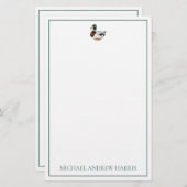 Preppy Mallard Duck Personalisiert Briefpapier (Vorne/Hinten)