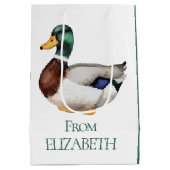 Preppy Mallard Duck Personalisiert Mittlere Geschenktüte (Rückseite)