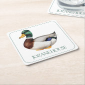 Preppy Mallard Duck Personalisiert Rechteckiger Pappuntersetzer (angewinkelt)