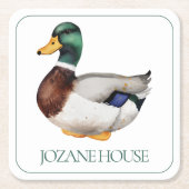 Preppy Mallard Duck Personalisiert Rechteckiger Pappuntersetzer (Vorderseite)
