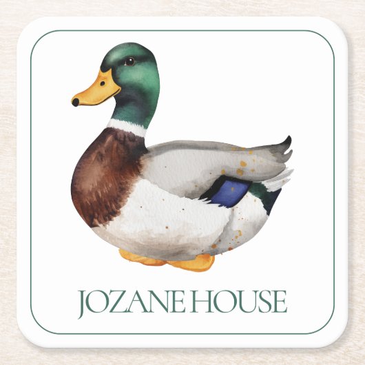 Preppy Mallard Duck Personalisiert Rechteckiger Pappuntersetzer (Vorderseite)