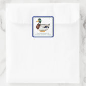 Preppy Mallard Duck Personalisiertes Buchzeichen Quadratischer Aufkleber (Tasche)