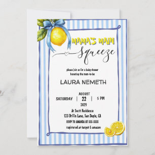Preppy Mamas Main Squeeze Lemon Boy Babyshower Einladung