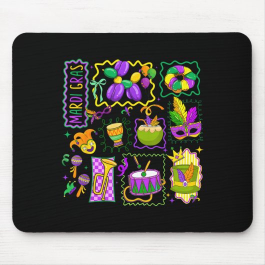 Preppy Mardi Gras Jester Hat Mask King Cake Carniv Mousepad (Vorne)