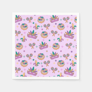 Preppy Mardi Gras King Cake Party Napkins Serviette