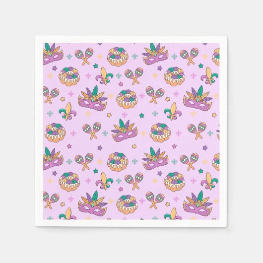 Preppy Mardi Gras King Cake Party Napkins Serviette (Vorderseite)