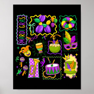 Preppy Mardi Gras Narrenhut Maske King Cake Carniv Poster