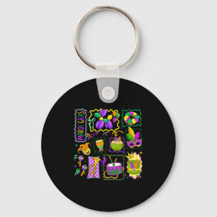 Preppy Mardi Gras Narrenhut Maske King Cake Carniv Schlüsselanhänger