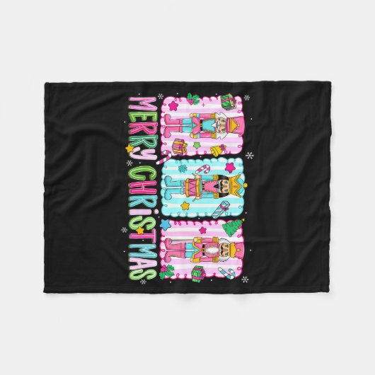 Preppy Merry Christmas Cute Nk Nutcracker Girl Wom Fleecedecke (Vorderseite (Horizontal))