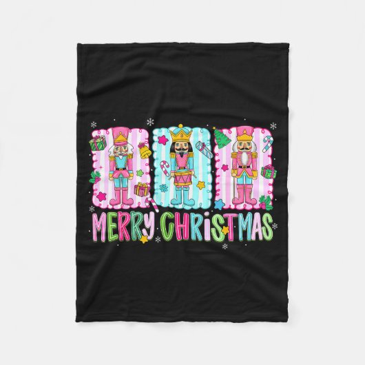 Preppy Merry Christmas Cute Nk Nutcracker Girl Wom Fleecedecke (Vorderseite)