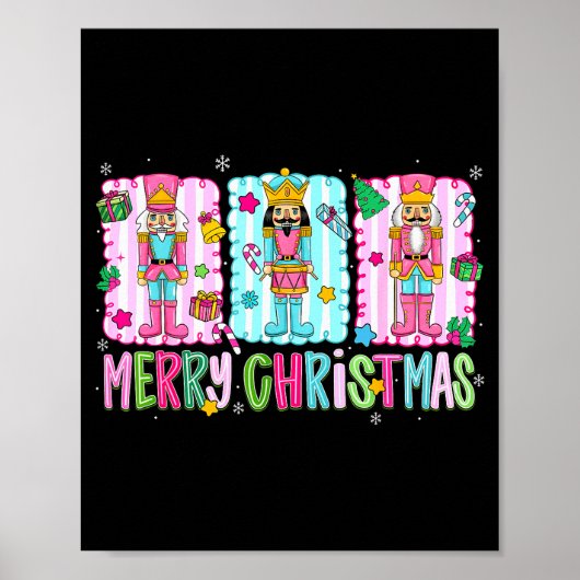 Preppy Merry Christmas Cute Nk Nutcracker Girl Wom Poster (Vorne)
