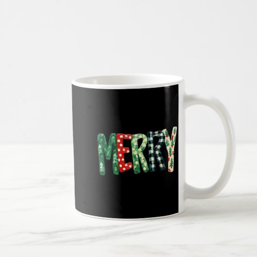 Preppy Merry,christmas Funny Froral Checkered Gift Kaffeetasse (Rechts)