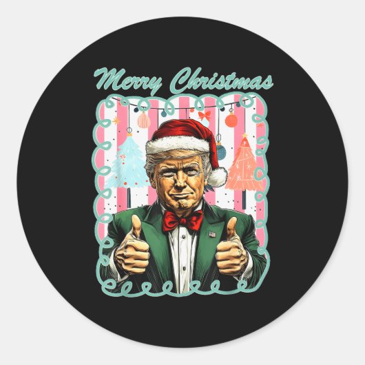 Preppy Merry Christmas Trump 2025 Xmas Make Xmas G Runder Aufkleber (Vorderseite)