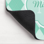 Preppy Minze Green Raute Girly Monogram und Name Mousepad (Ecke)