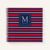 Preppy Mit Monogramm Striping Spiralnotebook Notizblock (Vorderseite)