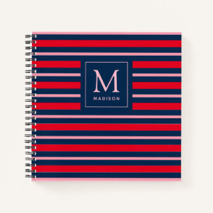 Preppy Mit Monogramm Striping Spiralnotebook Notizblock