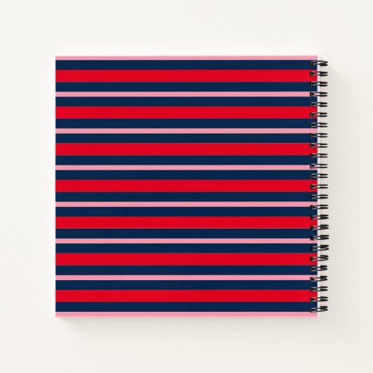 Preppy Mit Monogramm Striping Spiralnotebook Notizblock (Rückseite)