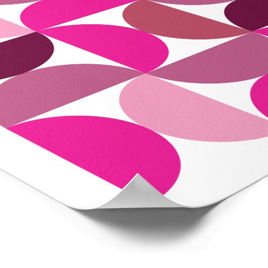 Preppy Mitte Jahrhundert Moderne Abstrakte rosa Äs Poster (Ecke)