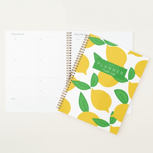 Preppy Modern Lemon Muster Personalisiert Planer (Anzeige)