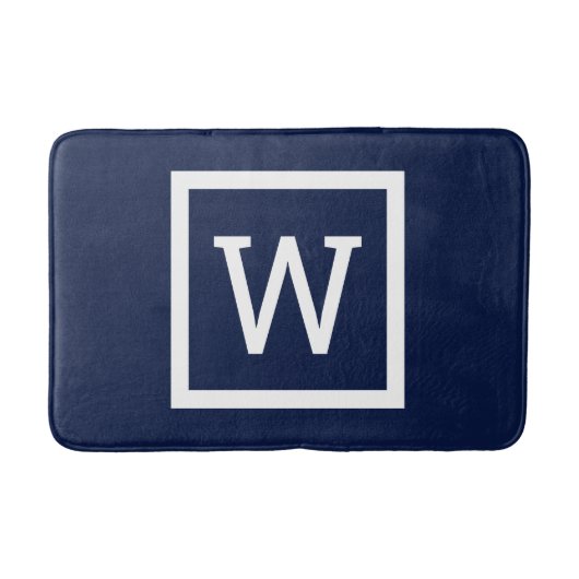 Preppy Modern Monogram Navy Blue Badematte (Vorderseite)