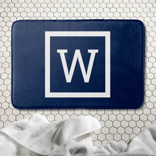 Preppy Modern Monogram Navyblau Badematte