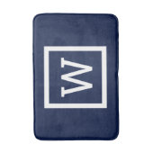 Preppy Modern Monogram Navyblau Badematte (Vorderseite Vertikal)