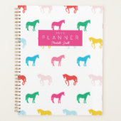 Preppy Modern Rainbow Horse Pattern Personalisiert Planer (Vorderseite)