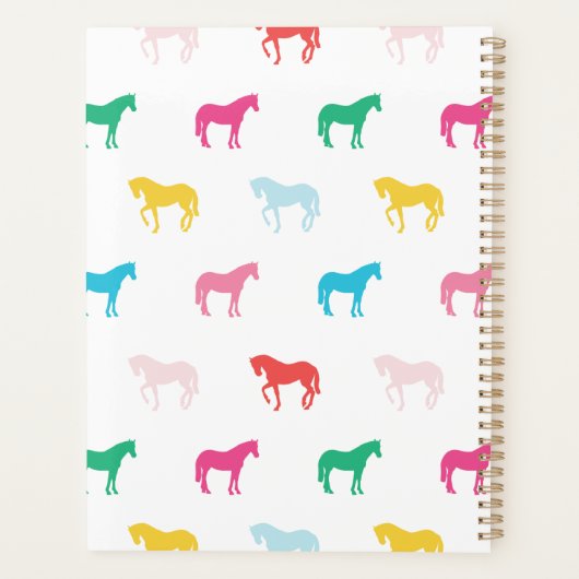 Preppy Modern Rainbow Horse Pattern Personalisiert Planer (Rückseite)