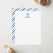 Preppy Monogram and Strip Note Card Mitteilungskarte (Vorderseite/Rückseite Beispiel)