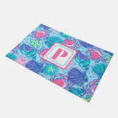 Preppy Monogram Beach Muschel Crab Fußmatte (Schrägansicht)