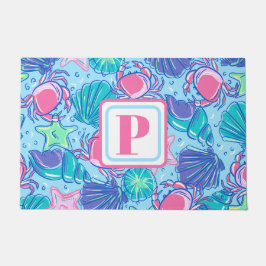 Preppy Monogram Beach Muschel Crab Fußmatte