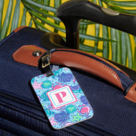 Preppy Monogram Beach Muschel Crab Gepäckanhänger
