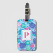 Preppy Monogram Beach Muschel Crab Gepäckanhänger (Vorderseite Vertikal)