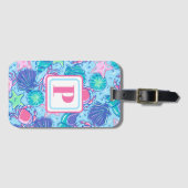 Preppy Monogram Beach Muschel Crab Gepäckanhänger (Vorderseite (Horizontal))