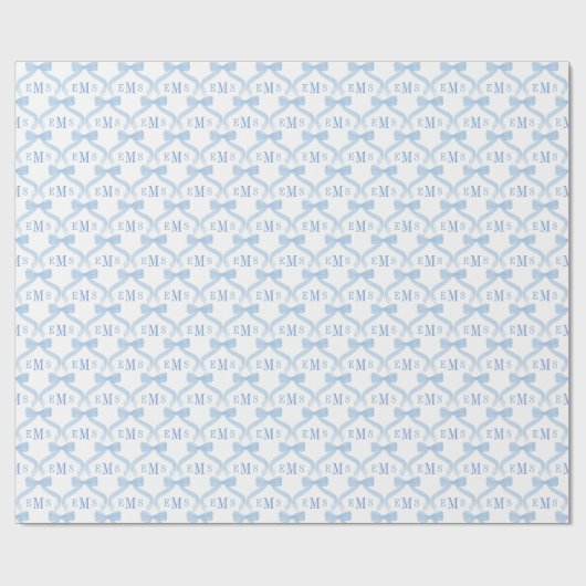 Preppy Monogram Blue Bows Baby Boy Geschenkpapier (Flach)