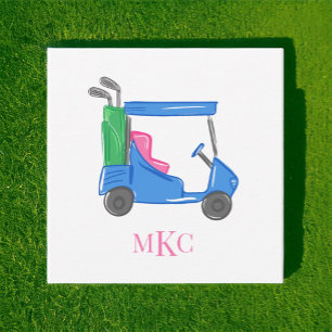 Preppy Monogram Blue Personalisiert Golf Cart Mitteilungskarte