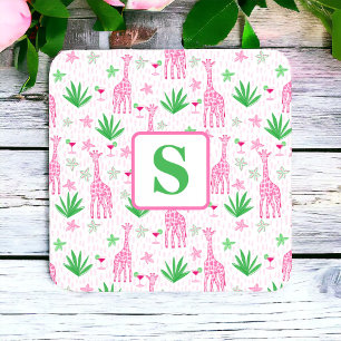 Preppy Monogram Mini Giraffes Cosmopolitans Grass Getränkeuntersetzer