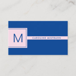 Preppy Monogram Pink und Navy Blue Beruflich Visitenkarte
