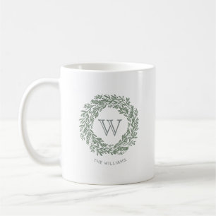 Preppy Monogram Sage Green Kranz Kaffeetasse