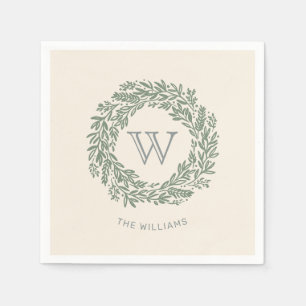Preppy Monogram Sage Green Kranz Serviette