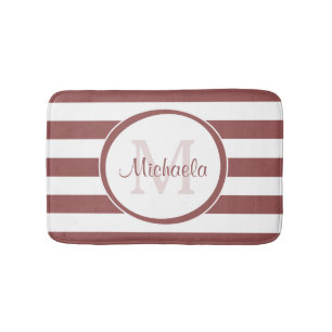 Preppy Monogram und Brosy Rosy Brown Streifen Badematte