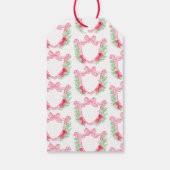 Preppy Monogram Watercolor Christmas Wreath Holly Geschenkanhänger (Rückseite)