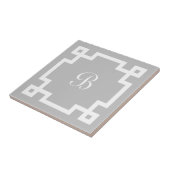 Preppy Monogram White Greek Key Border Gray Fliese (Seite)