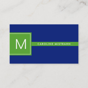 Preppy-Monogramm Marineblau und Grün Professional Visitenkarte