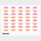 Preppy-Monogramm Rosa und Orange Mädchenhaft Runder Aufkleber (Blatt)