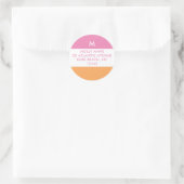 Preppy-Monogramm Rosa und Orange Mädchenhaft Runder Aufkleber (Tasche)