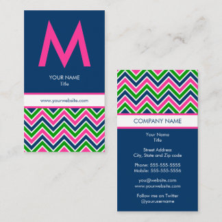 Preppy Monogramm-Zickzack Geschäfts-Karte - Visitenkarte