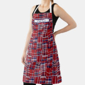 Preppy Multicolor Patchwork Madras Deep Red Navy Schürze (InSitu)